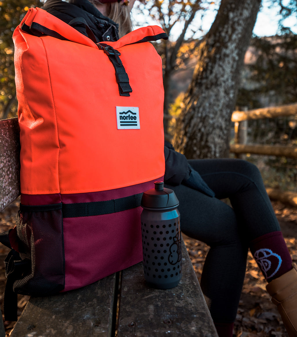 The HAZ Roll Top Backpack (Flame/Wine) | Norfee Industries