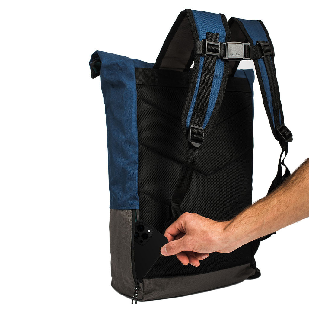 The HAZ Roll Top Backpack (Blue/Grey)