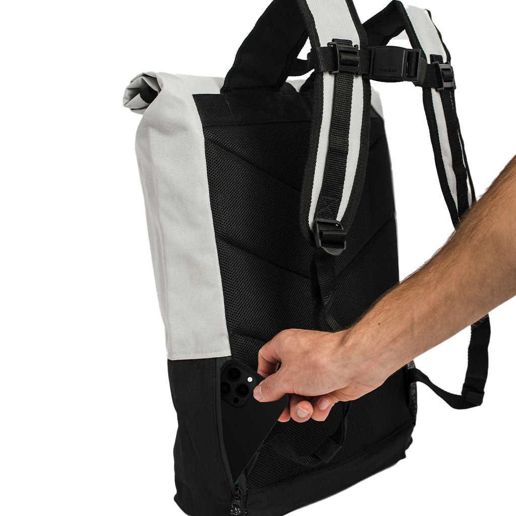 The HAZ Roll Top Backpack (Grey/Black)