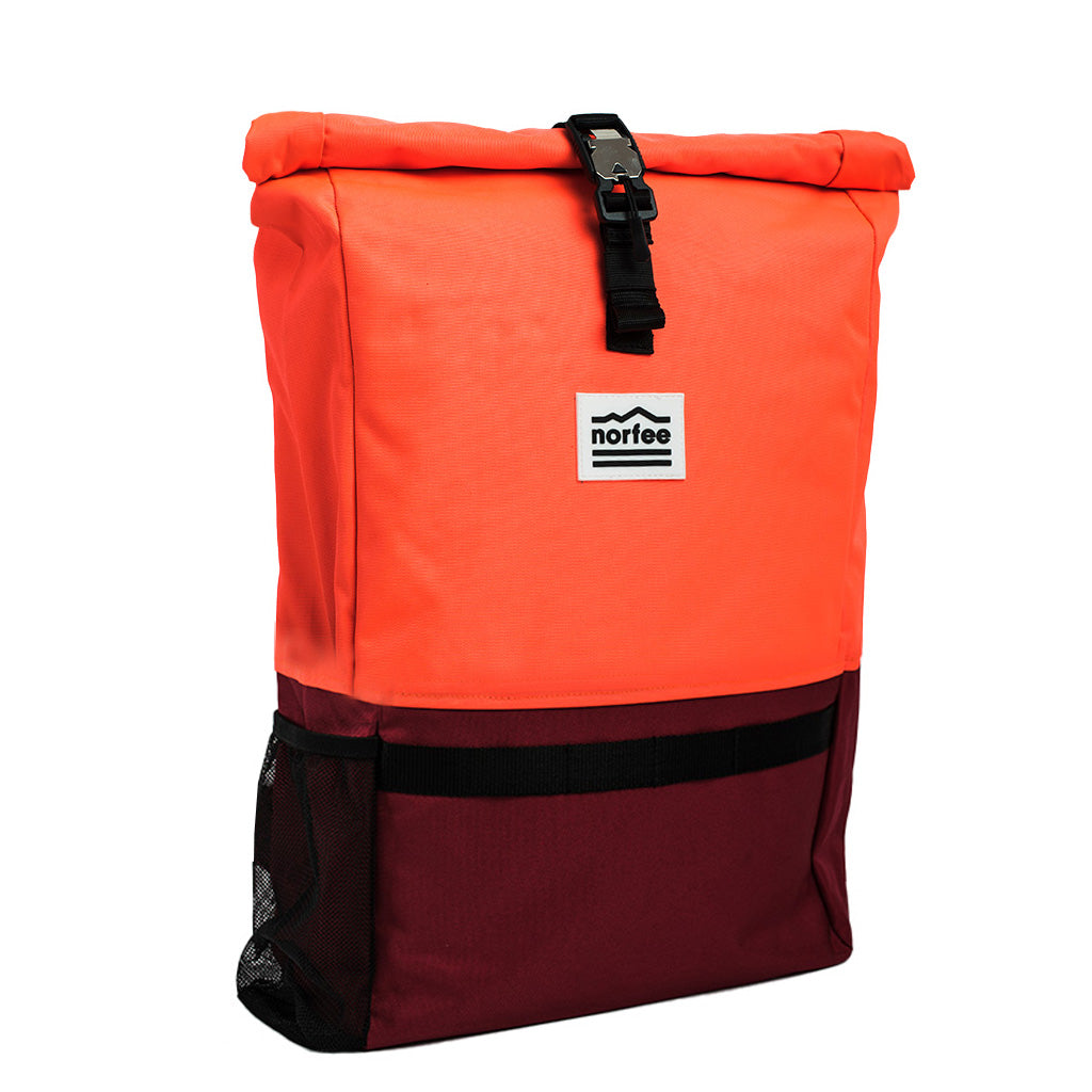 The HAZ Roll Top Backpack (Orange/Burgundy)