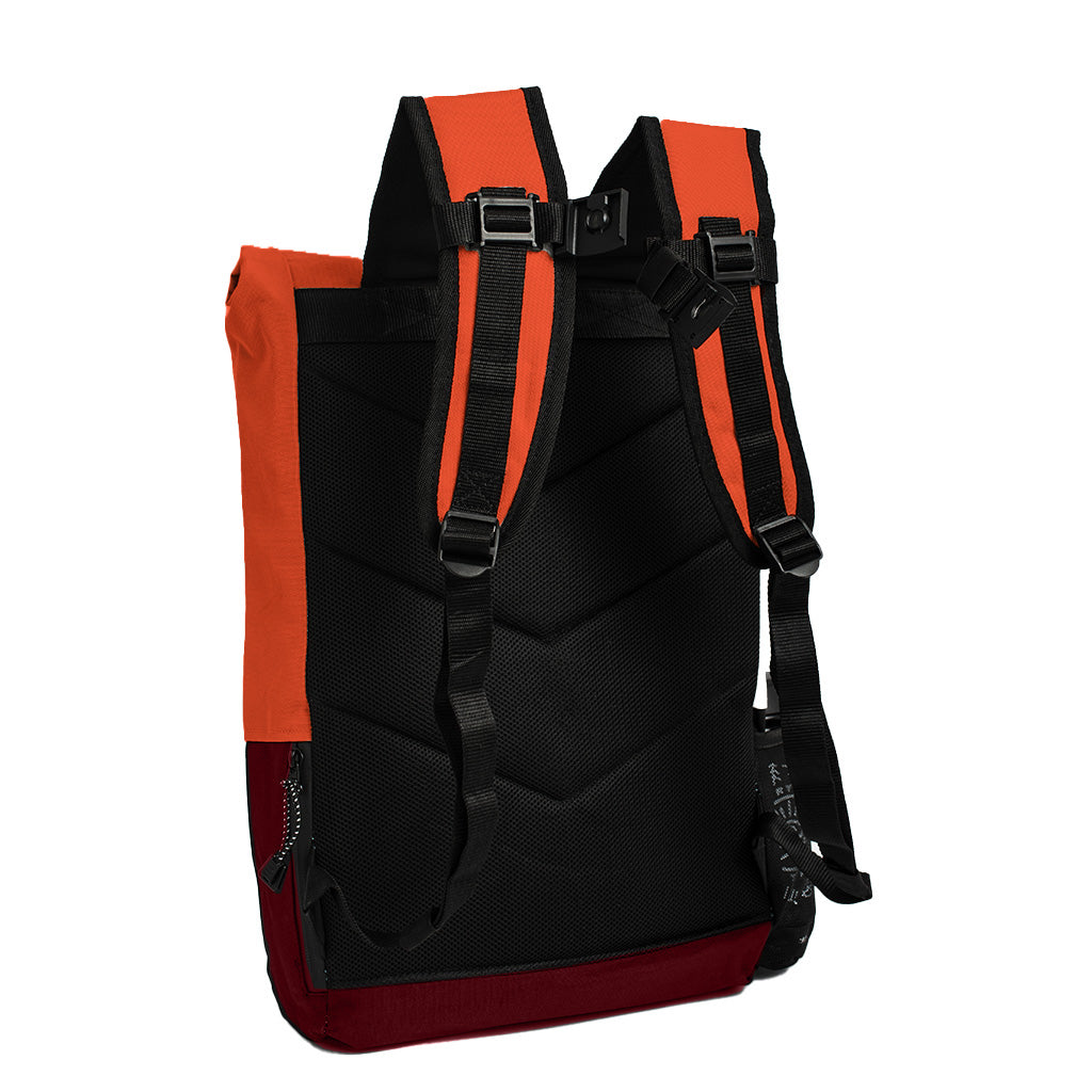 The HAZ Roll Top Backpack (Orange/Burgundy)