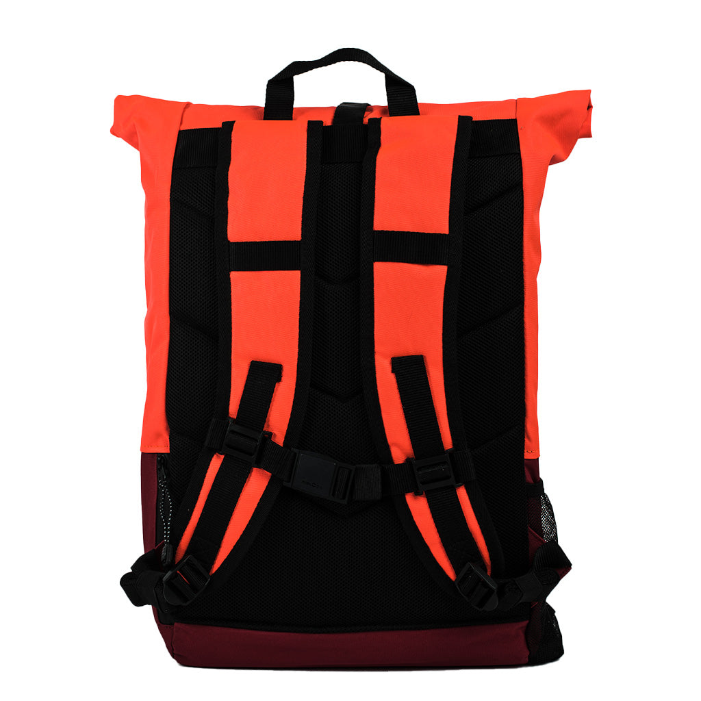 The HAZ Roll Top Backpack (Orange/Burgundy)