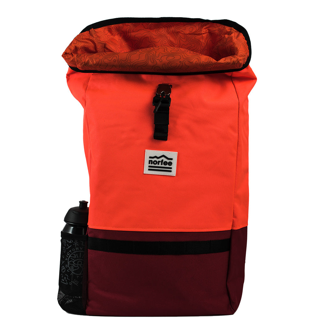 The HAZ Roll Top Backpack (Orange/Burgundy)